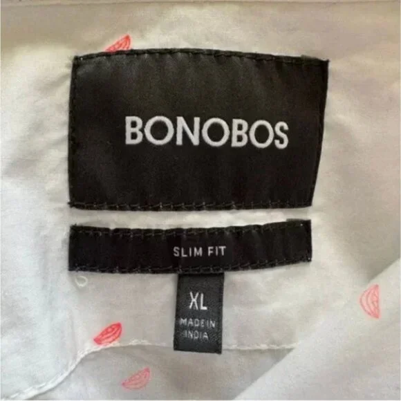 Bonobos White Short Sleeve Cotton Button Down with Pink Fruit Slices Size XL - Picture 6 of 11
